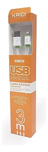 Cabo de carga USB/Lightning 3M Branco Kaidi