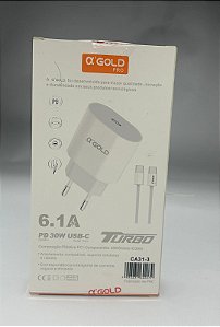 Carregador Turbo 30W Tipo C/C BRANCO