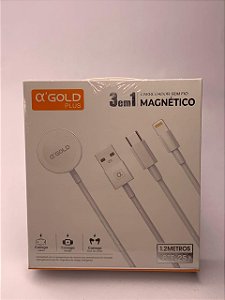 Carregador Magnético 3 em 1 Branco A´Gold