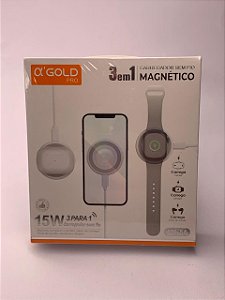 Carregador Magnético 15W 3 em 1 Branco
