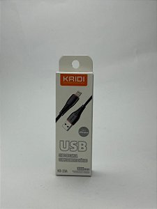 Cabo Carregador USB IOS 1m Preto Kaidi