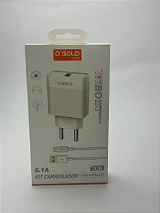 Kit Carregador 30W USB Tipo C 6.1A Turbo