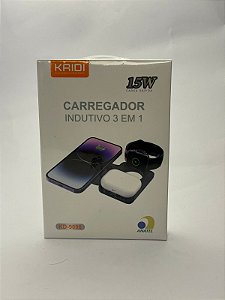 Carregador Indutivo 3 em 1 15W KAIDI