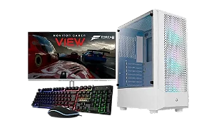 Pc Gamer Wave White - Ryzen 3 5300g, 16GB ram DDR4, SSD 240GB, fonte 500w, Monitor 100hz 21,5"