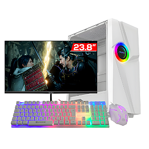 PC Gamer Completo Ryzen 5 5600GT | 8GB RAM | SSD + HD | Monitor 100Hz | Setup Branco RGB