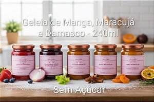 Geleia de Manga, Maracujá e Damasco - Sem Açúcar - Pote 240ml