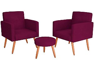 Kit Poltronas com Puff Moderno Matrix Dallas