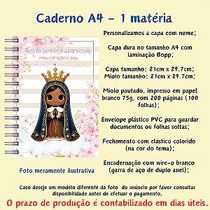 Caderno A4 Personalizado no Tema Nossa Senhora Aparecida