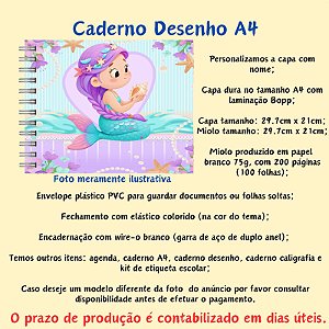 Caderno de Desenho no Tema Sereia Cute