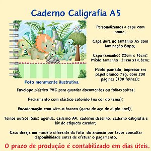 Caderno Caligrafia A5 no Tema Dinossauro