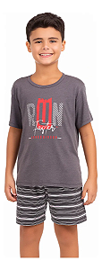 Pijama Juvenil Mescla Manga Curta Run Faster Conforto