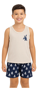 Pijama Infantil Menino Família Tartaruga Barco Verão