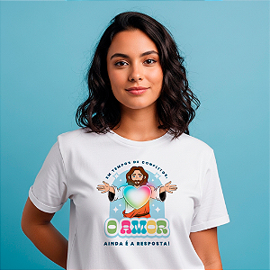 Camiseta Adulto Feminina Babylook - Jesus o Mestre do Amor