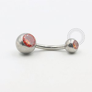 BZ09 Navel Tradicional CZ Laranja Aço 316L