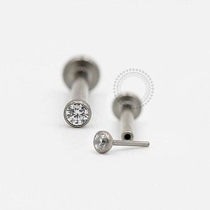 PB115 Labret Zirconia Push Pin Aço 316L