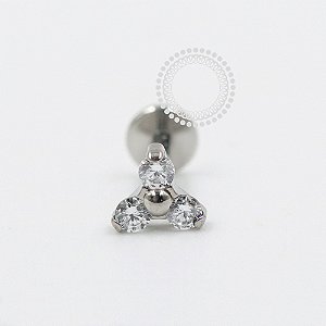 PB121 Labret Trinity CZ Aço 316L