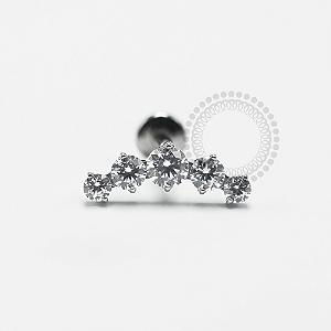 PB129 Labret Cluster Cravejado Aço 316L