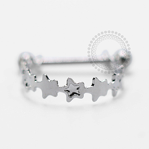 PB132 Argola Conch Estrelas Haste Reta  Aço 316L