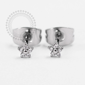 PB135 Brinco Micro Flor Aço 316L