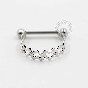 PB18 Argola Conch Haste Corações Vazados Aço 316L