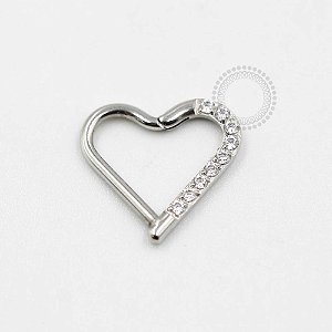 PB21 Coração Daith Cravejado CZ Aço 316L