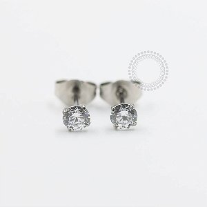PB56 Brinco Zirconia Cravada Aço 316L