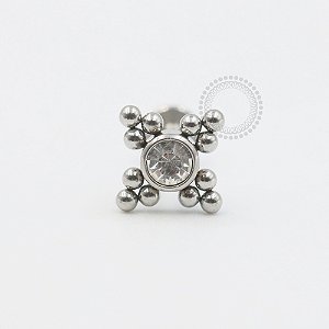 PB75 Labret Zirconia Com Esferas Aço 316L