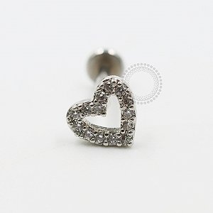 PB89 Labret Coração Cravejado Aço 316L