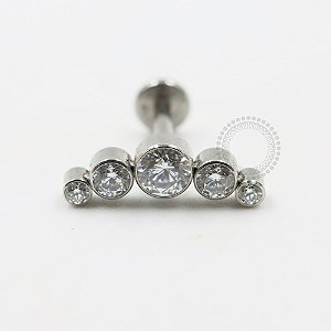 PB90 Labret Cluster 5 CZ Aço 316L
