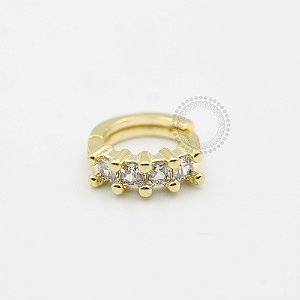 AR07 Argola Clicker 4 CZ  Banho Ouro