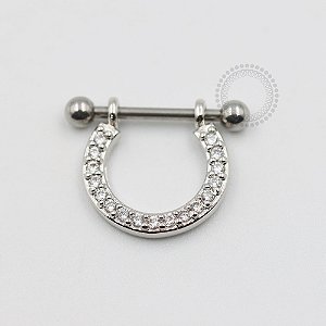 ARA24 Argola Haste Reta CZ Frontal Banho Rodio