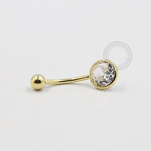 BN16 Navel Zirconia Disco Banho Ouro