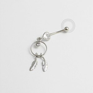 BN28 Navel CZ Pingente Filtro dos Sonhos Banho Ródio