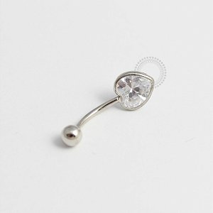 BN33 Banana Coração Zirconia Banho Ródio