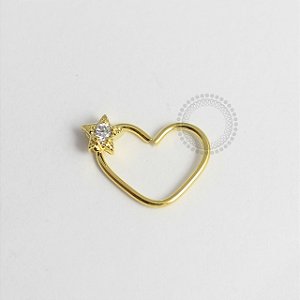 CR19 Coração Daith Fino Estrela Banho Ouro