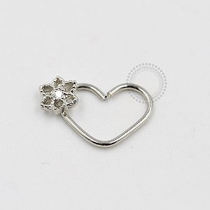 CR23 Daith Coração Flor de Lótus Banho Ródio