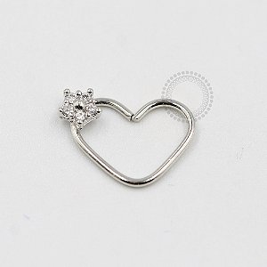 CR27 Daith Coração Flor Zirconia Banho Ródio