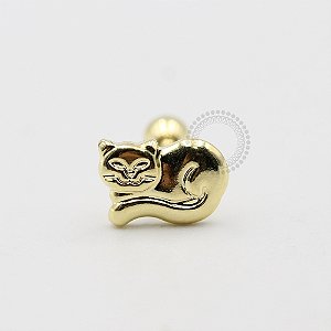 MB14 Microbell Reto Gato Deitado Banho Ouro