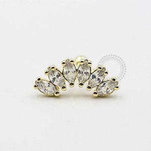 MB24 Microbell Reto Cluster 6 CZ Navete Banho Ouro