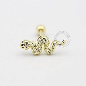 MB99 Microbell Cobra Olho CZ Banho Ouro