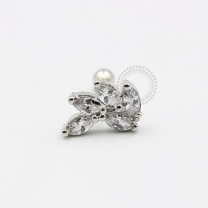 MBA13 Microbell Cluster Folhas CZ Banho Ródio