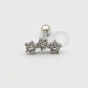 MBA16 Microbell Cluster 3 Flores CZ Banho Ródio