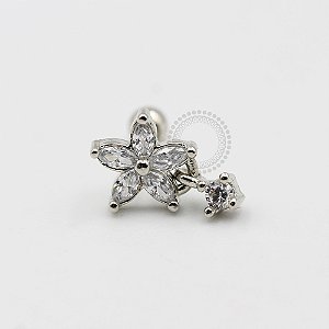 MBA39 Microbell Flor Pingente Banho Rodio