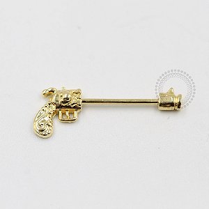 MM20 Piercing Mamilo Revolver Banho Ouro
