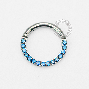 TN1855 Segmento Frontal CZ Azul Safira Titânio ASTM F136