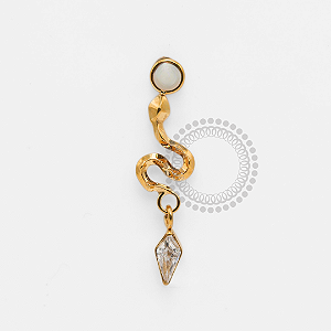 TN1871 Pingente Cobra Com Adereço Navete Cristal Titânio PVD Gold