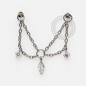 TN1872 Pingente Navete 2 CZ Titânio ASTM F-136