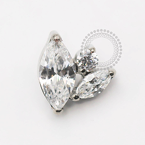 TN1888 Topo 2 Pétalas e 1 Ponto De Luz Cristal Titânio ASTM F-136