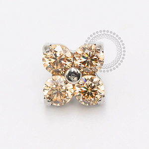 TN1898 Topo Flor Zircônias Champanhe Titânio ASTM F-136