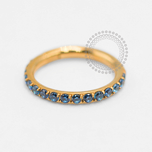 TN1906 Segmento Zircônia Azul Safira Titânio PVD Gold